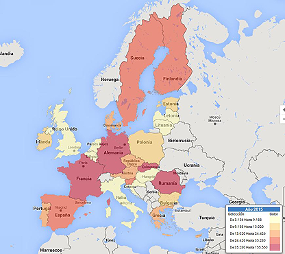 Mapa de países de la UE