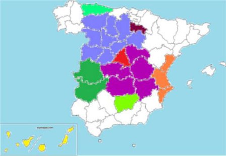 Mapa resumeixen de CCAA i províncies amb connectivitat amb SIR