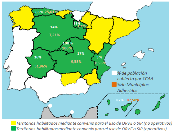 Mapa de CCAA adheridas a SIR